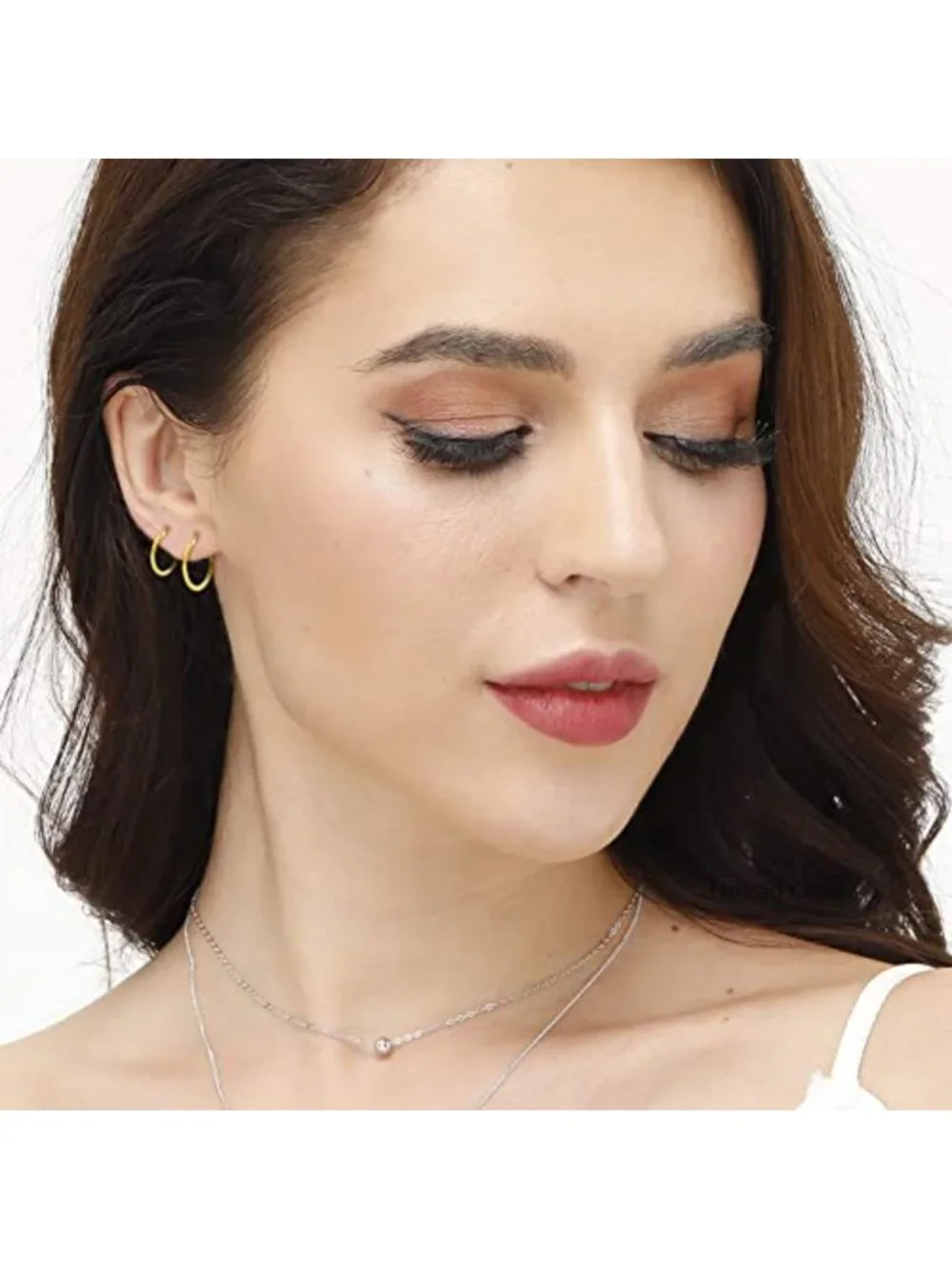 3 Pairs Small Gold Hoop Earrings Set, 13-20mm, Sterling Silver Post, 14K Gold